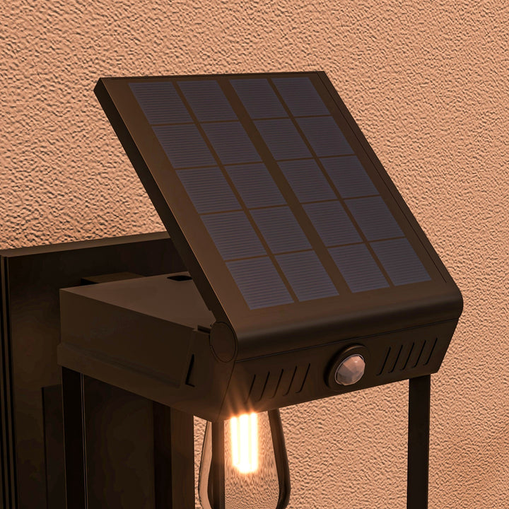 Havelampe med solcellepanel, udendørslampe, vejrbestandig, bevægelsessensor, 14 cm x 24 cm x 24 cm, sort
