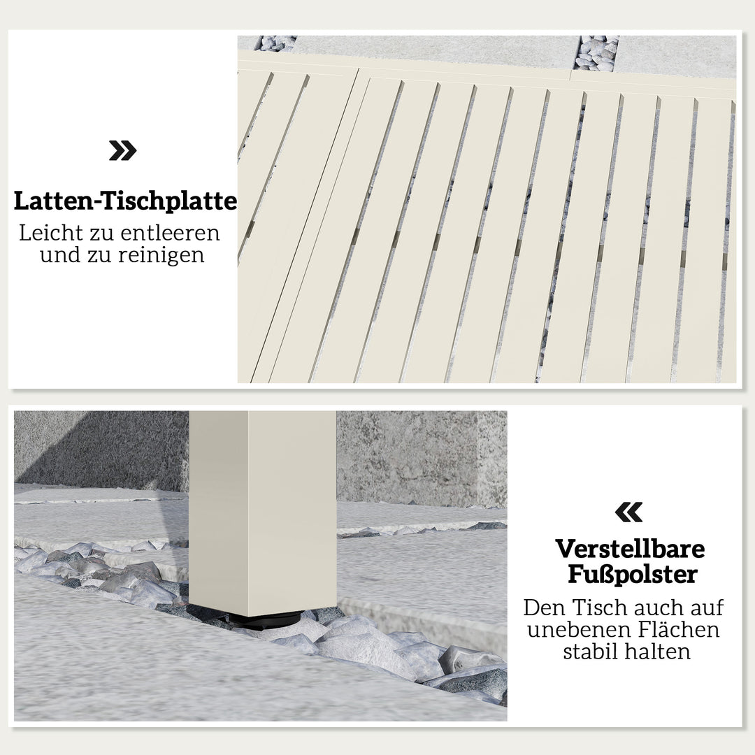 Udtrækkeligt havebord 150/225 x 85 cm, aluminiums spisebord til 6-8 personer, rektangulært, til haven, lameldesign