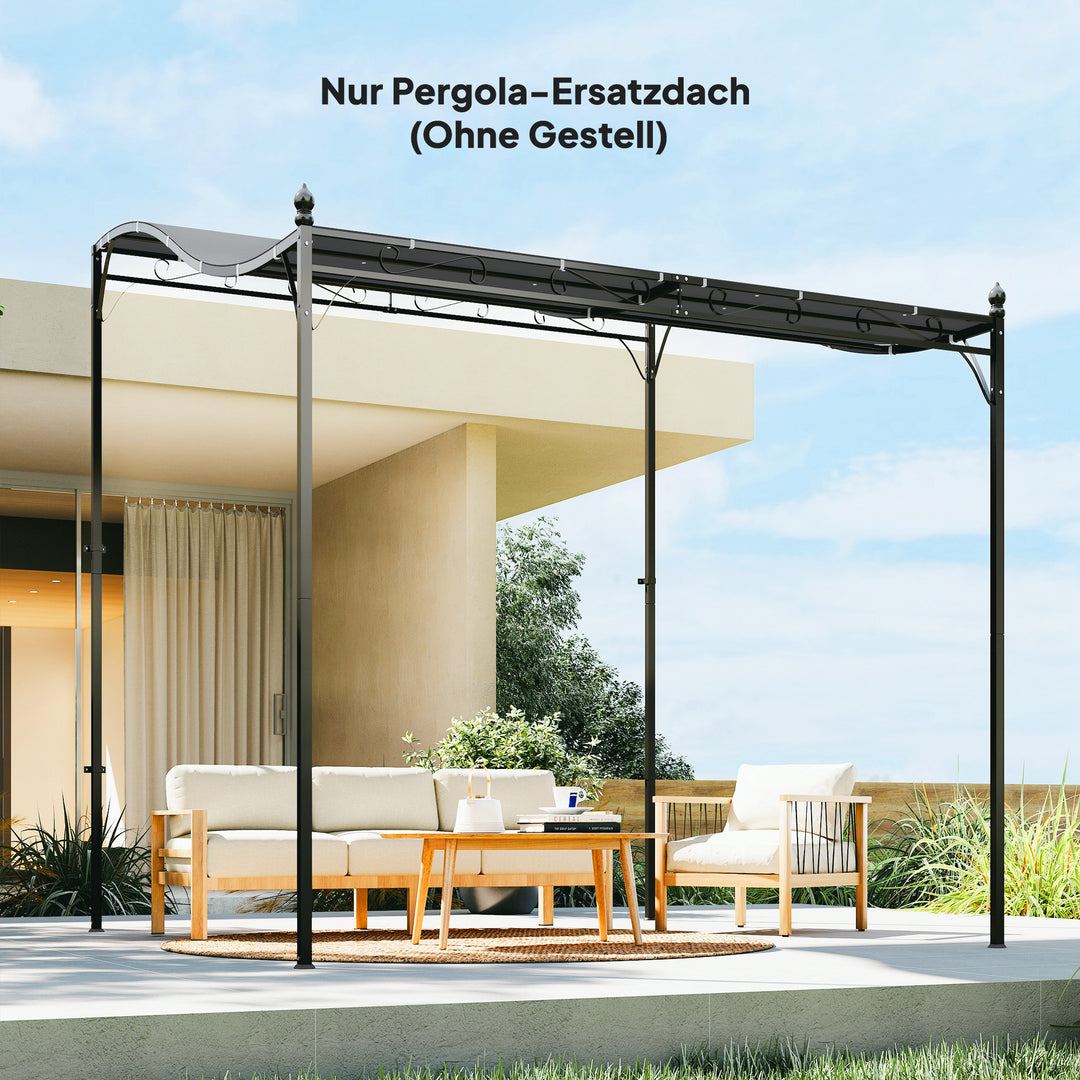 Udskiftningstag til pergola, solsejl til terrassetag, udskiftningstagpresenning til 3 x 3 m pavillon, 298 x 293 cm, mørkegrå