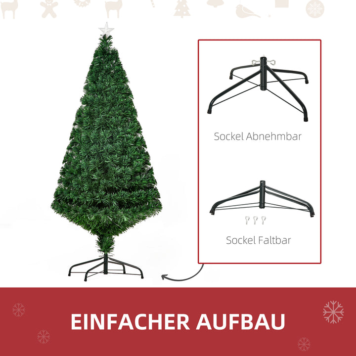 Kunstigt juletræ 150 cm med glasfiber, kunstigt grantræ med LED-belysning, 180 spidser, juletræspynt inklusive metalfod til indendørs brug