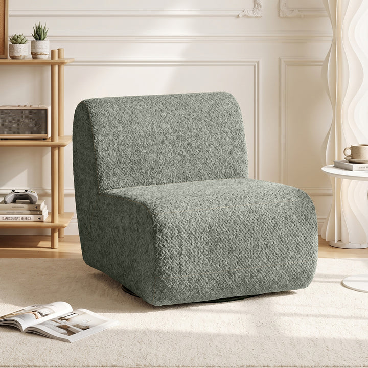 Drejelig loungestol med chenille-look, bredt sæde