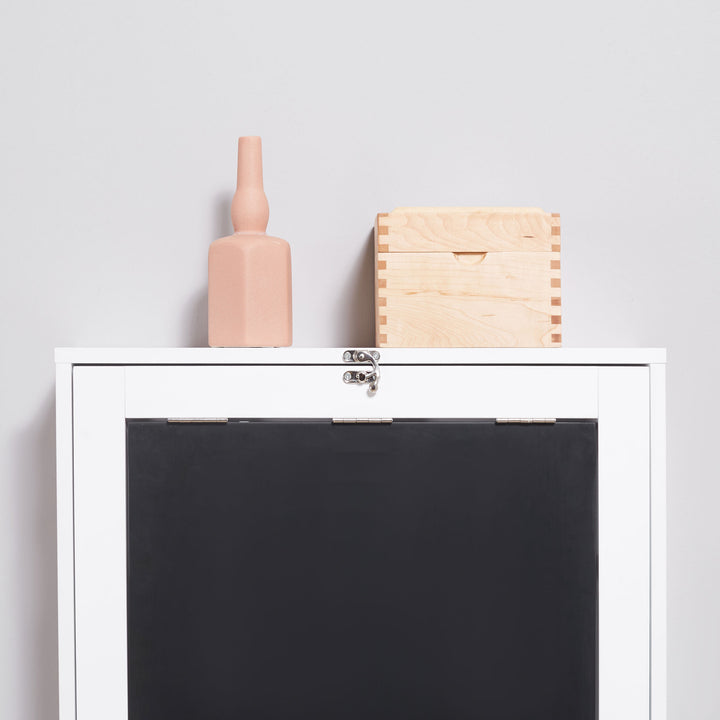Vægbord, foldbar bordplade, 5 rum, 60x94,5x147cm, sort/hvid