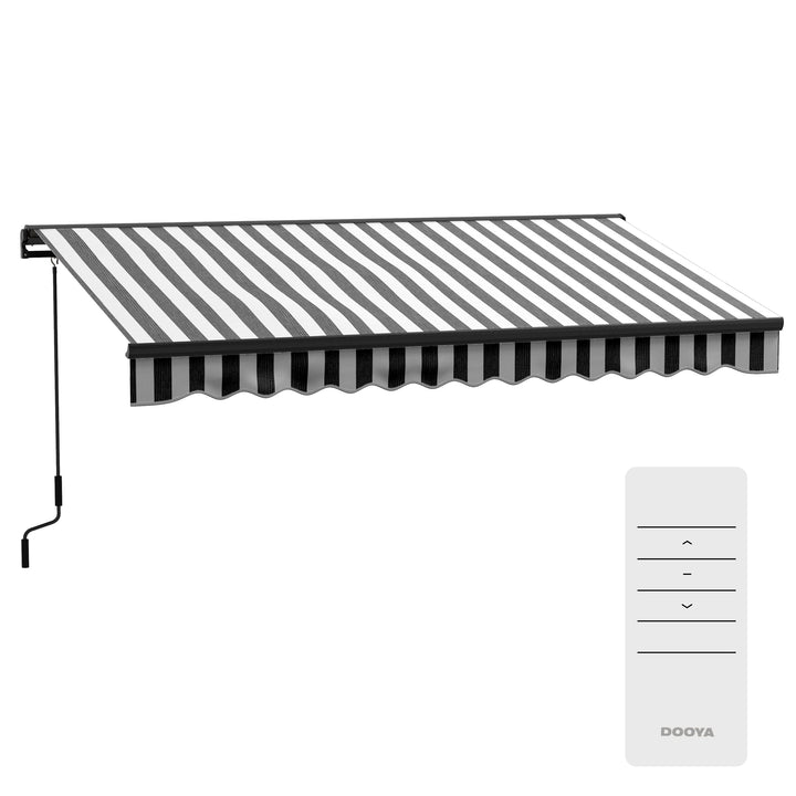 Sun markise markise terrassemarkise vejrbestandig 1 håndsving 395 x 250 x 150 cm grå + hvid