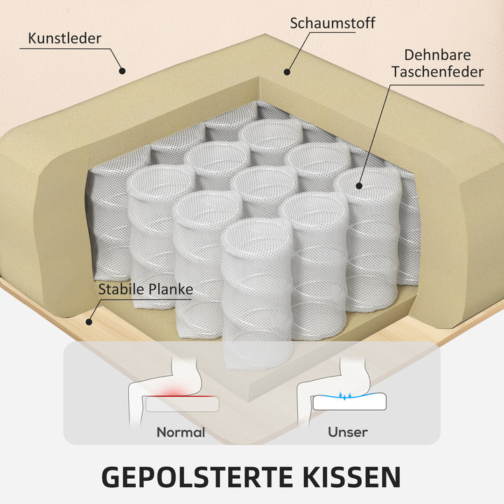 Lænestol med fodskammel, justerbar lænestol, betræk i kunstlæder, polstret stol med foldbar ryglæn, cremehvid