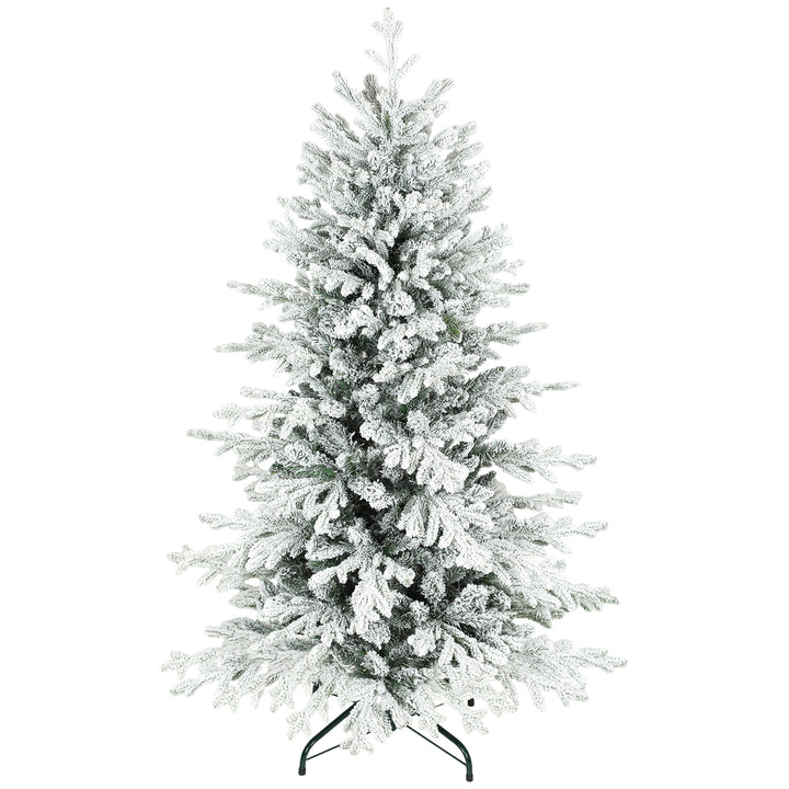 Kunstigt juletræ, 150 cm juletræ med sne, 1162 grene, foldbar metalfod