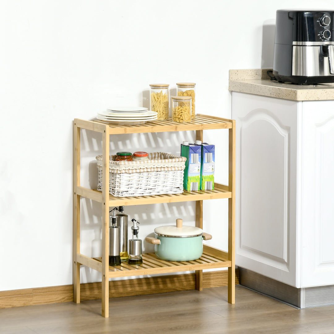 Bambushylde med 3 hylder, bambus, 62 cm x 33 cm x 80 cm, naturlig