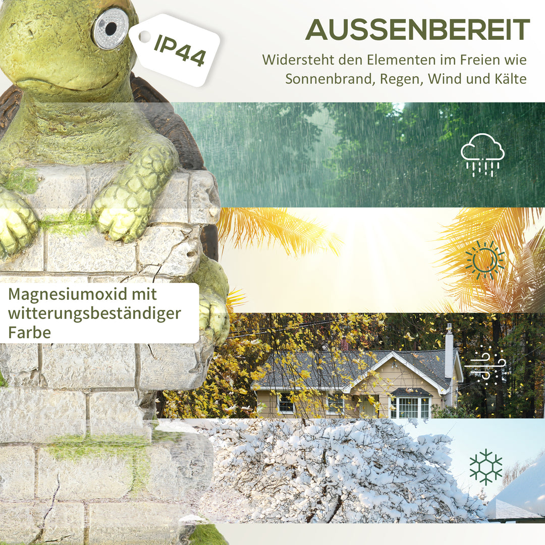 Ny havefigur "lille skildpadde", havedekoration, vejrbestandig, inklusive solcellelampe