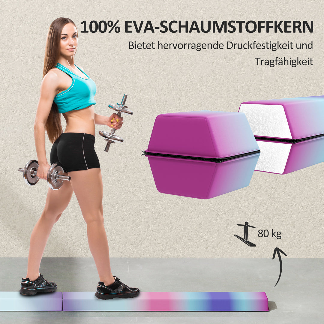 Balancebom 2,4 m, foldbar, skridsikker base, fra 3 år, op til 80 kg, flerfarvet