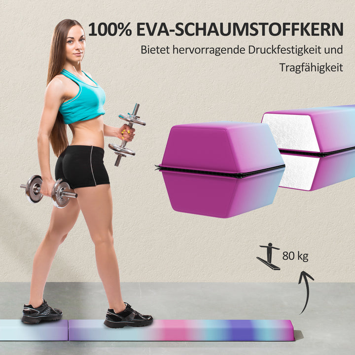 Balancebom 2,4 m, foldbar, skridsikker base, fra 3 år, op til 80 kg, flerfarvet