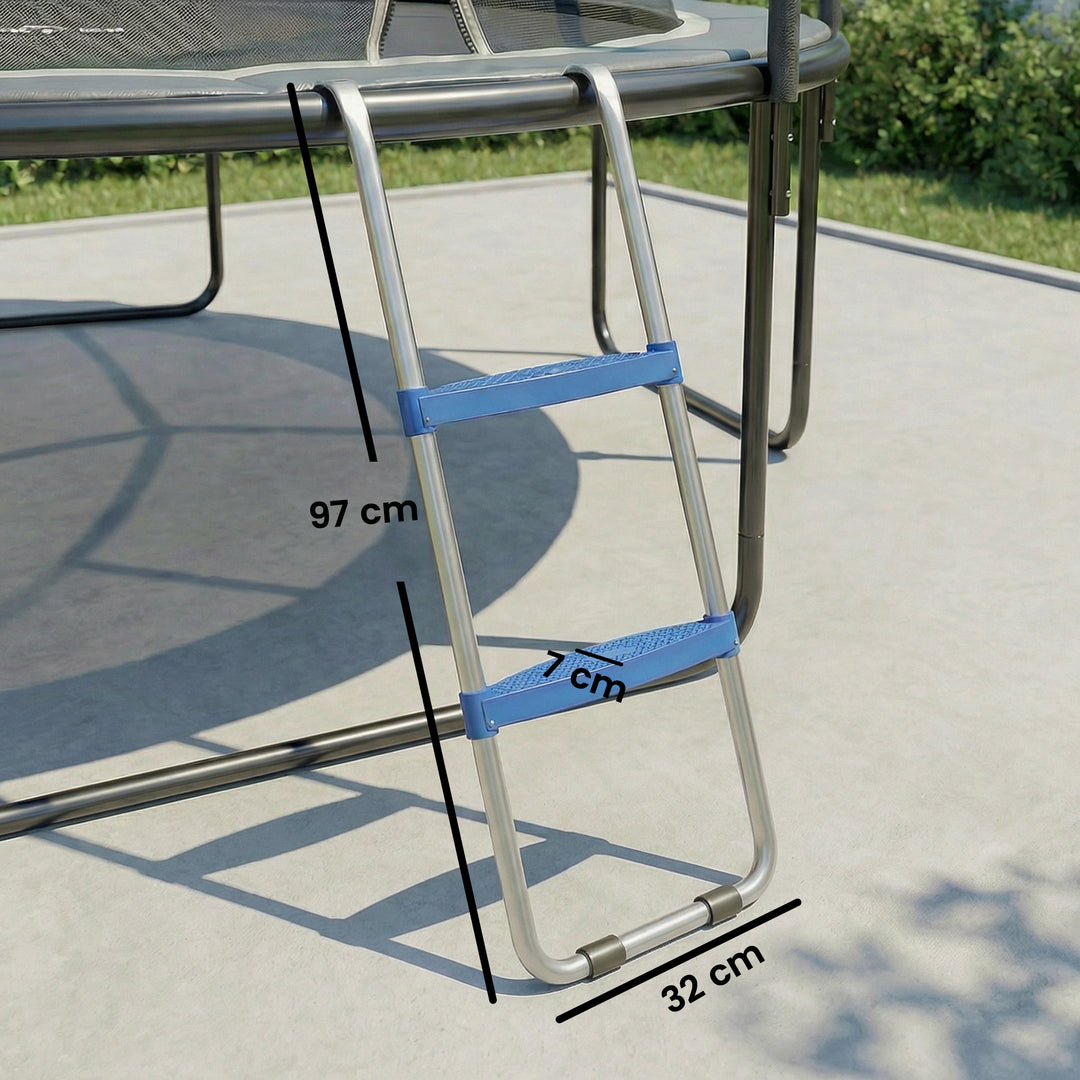 Trampolinstige 32/63 cm 2 trin Indstigningsstige Trampolinstige op til 150 kg med galvaniseret stålramme Blå