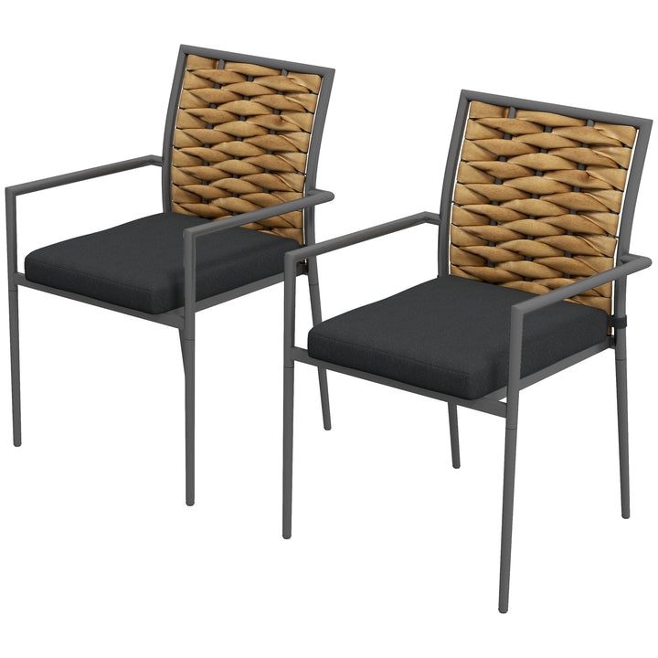 Havestole udendørsstole terrassestole, vejrbestandige, moderne design, 57 x 58 x 87 cm, brun+sort+grå