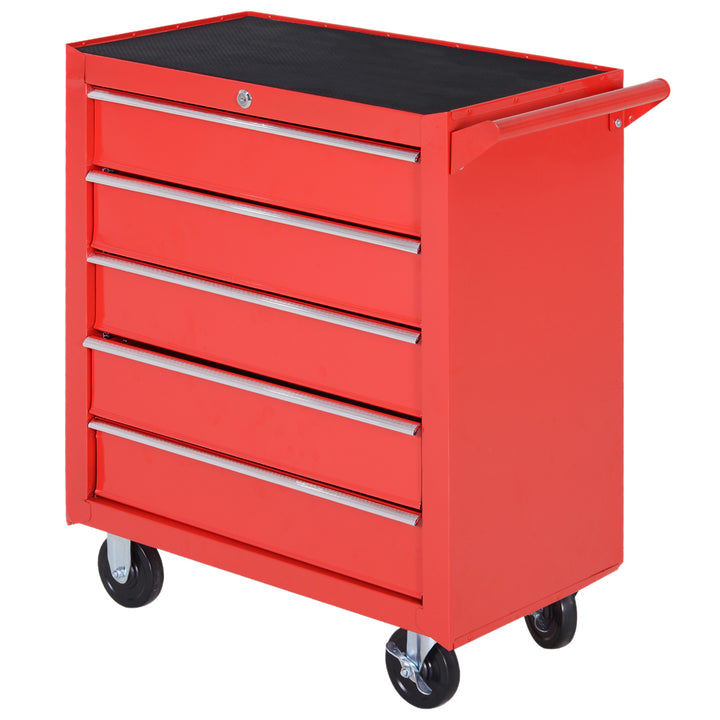 Rullende skab, værktøjsskab til garage, skur, stål, 69l x 33b x 75h cm, rød
