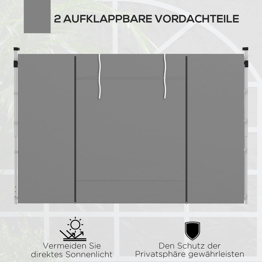 Pavillongardiner, sæt med 2, til 3x6m eller 3x3m havepavilloner, med vinduer og døre, lysegrå