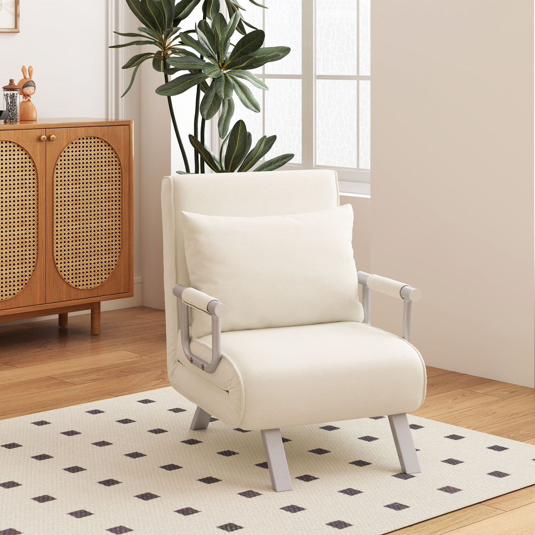 Lænestol, lænestol, gæsteseng, 65 cm x 69 cm x 80 cm, cremehvid