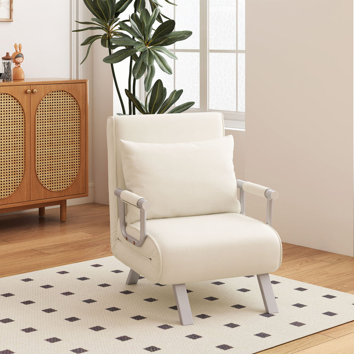 Lænestol, lænestol, gæsteseng, 65 cm x 69 cm x 80 cm, cremehvid