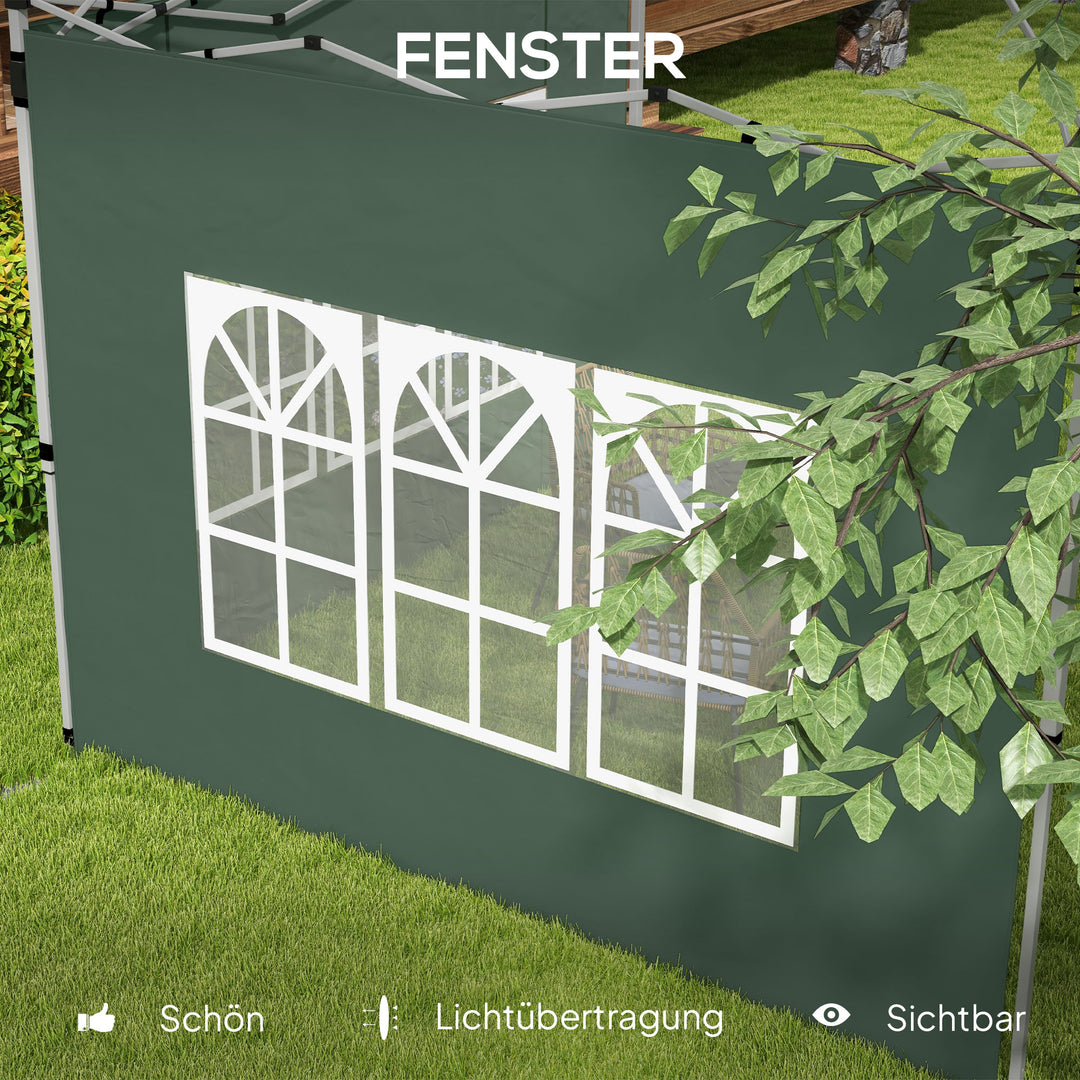 Sæt med 2 sidepaneler til 3x3/3x4 m pavillon, sidevæg med vindue, vandtæt, grøn