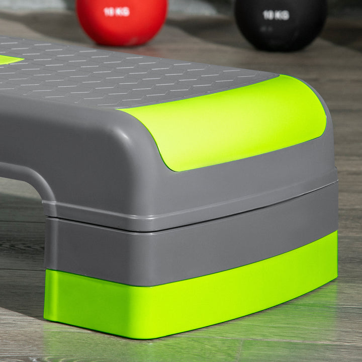 Aerobic stepper, 3-trins højdejusterbar, op til 150 kg, 78 x 28 x 20 cm, grå/grøn
