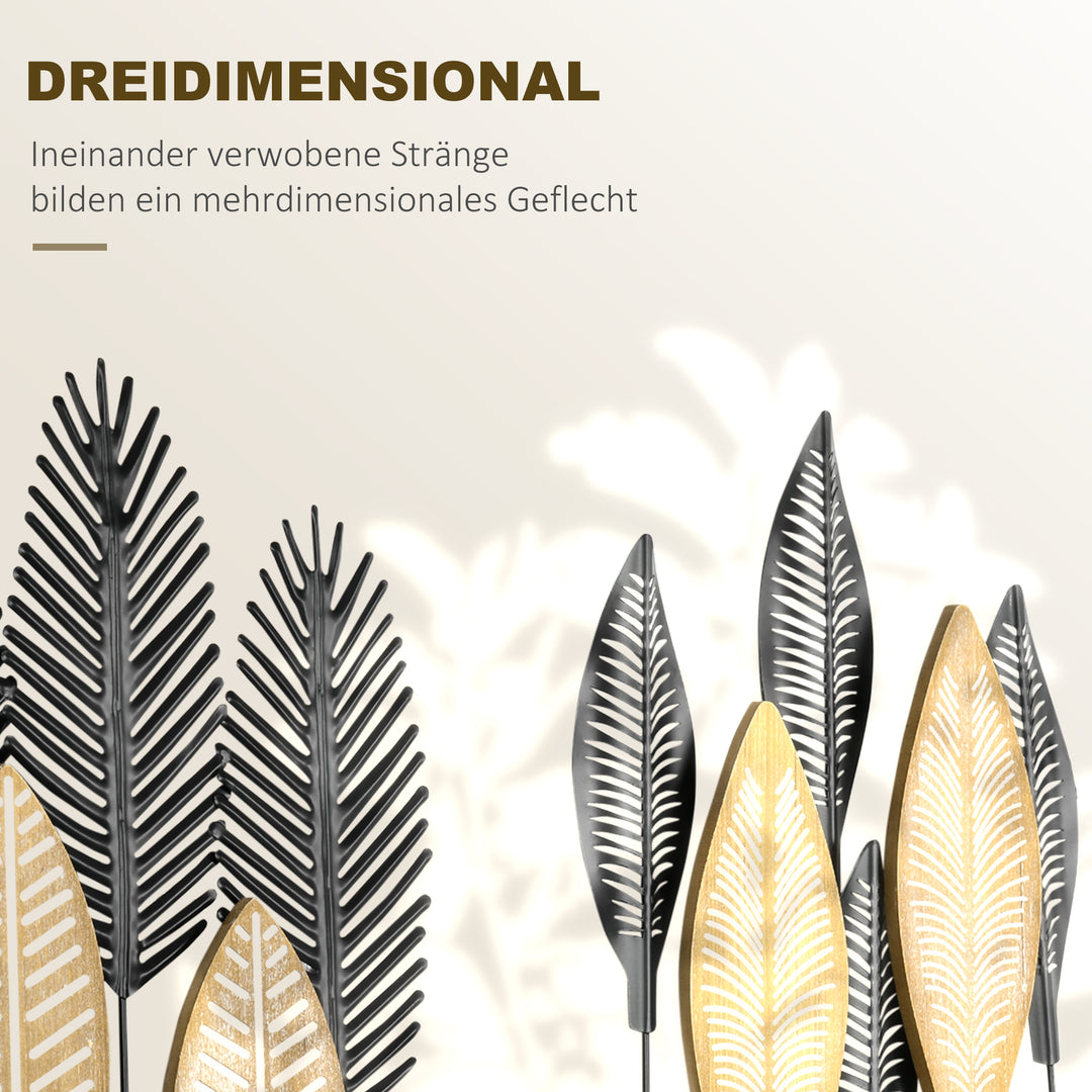 3D Vægkunst - Sæt med 2 - Moderne Vægdekoration - Metal - Naturlig + Sort