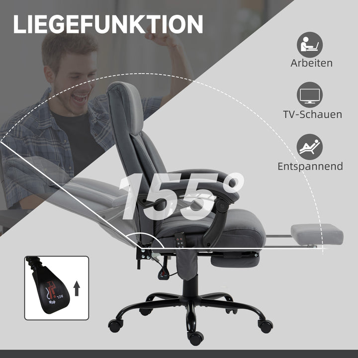 Kontorstol med massagefunktion og varmefunktion, fodstøtte, op til 120 kg, mørkegrå