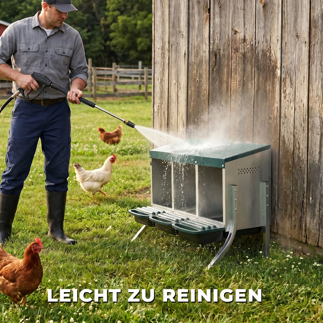 Æglæggerede til kyllinger, rullerede med ventilationshuller, 3 rum, kyllingerede til 3 kyllinger, 84 x 55 x 61 cm, sølv