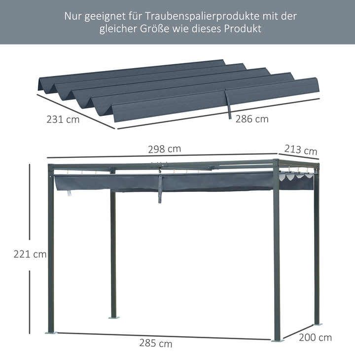 Udskiftningstag til havepavillon 2,85 x 2 m, udtrækkeligt, nem montering, polyester, mørkegrå