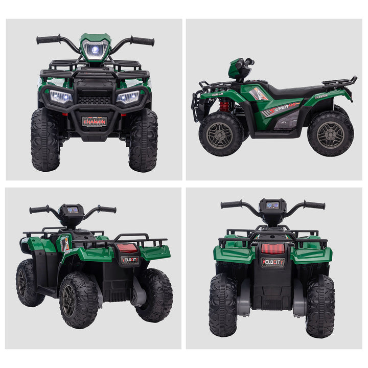 El-atv til børn, maks. 4 km/t, fra 3 år, led-forlygter, musiktilslutning, sort+grøn 88 x 45 x 50 cm