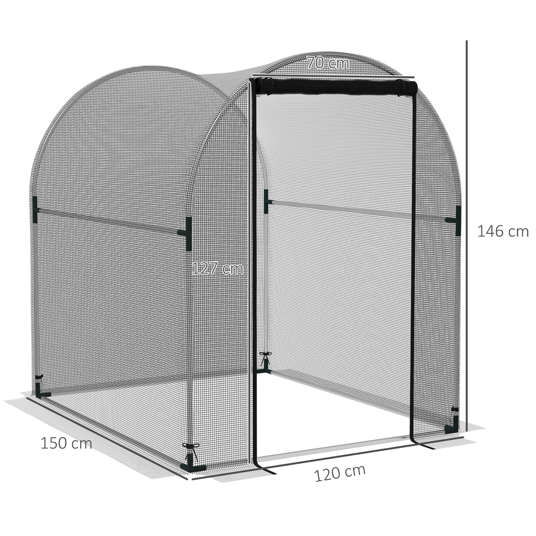 Plantebeskyttelsesnet, fuglebeskyttelse, med dør og robust stålramme, 1,2x1,5x1,5m, sort/sølv