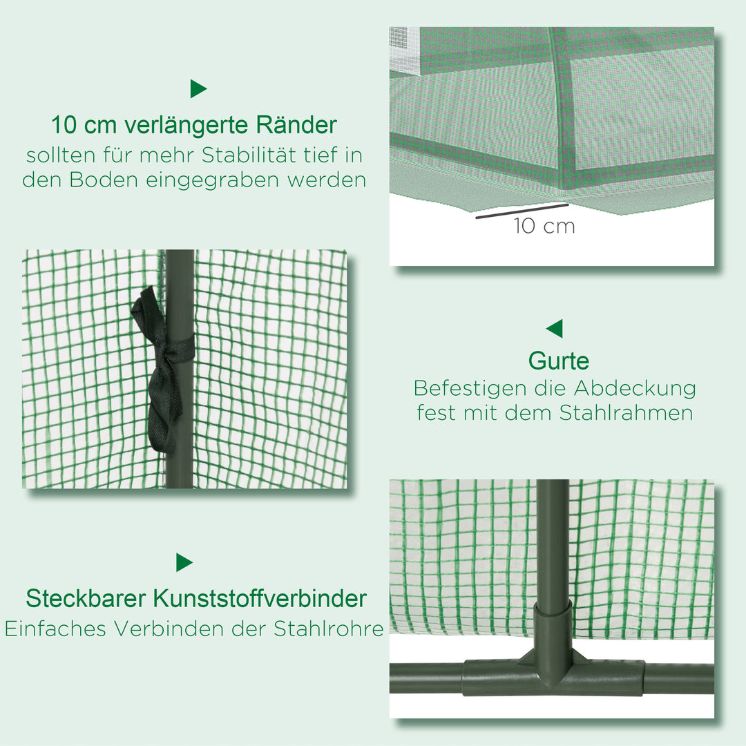Foliedrivhus, vejrbestandigt, UV-bestandigt, polytunnel, 200 cm x 80 cm x 45 cm, grønt