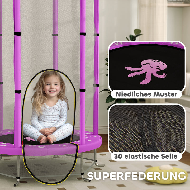 Børnetrampolin med sikkerhedsnet, til indendørs og udendørs brug, 3-6 år, lilla