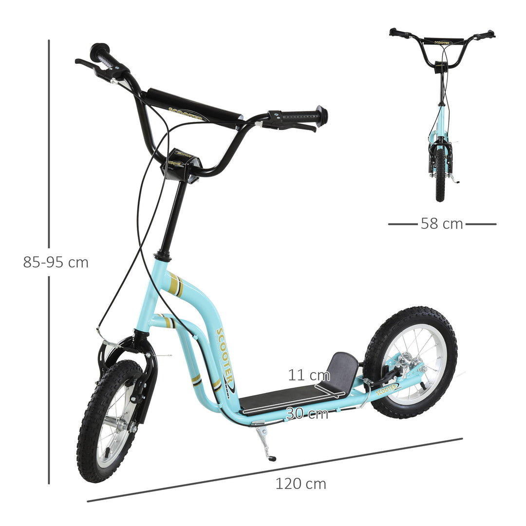 Børneløbehjul fra 5 år, løbehjul, city scooter til børn, aluminium, 120 x 58 x 85-95 cm, lyseblå