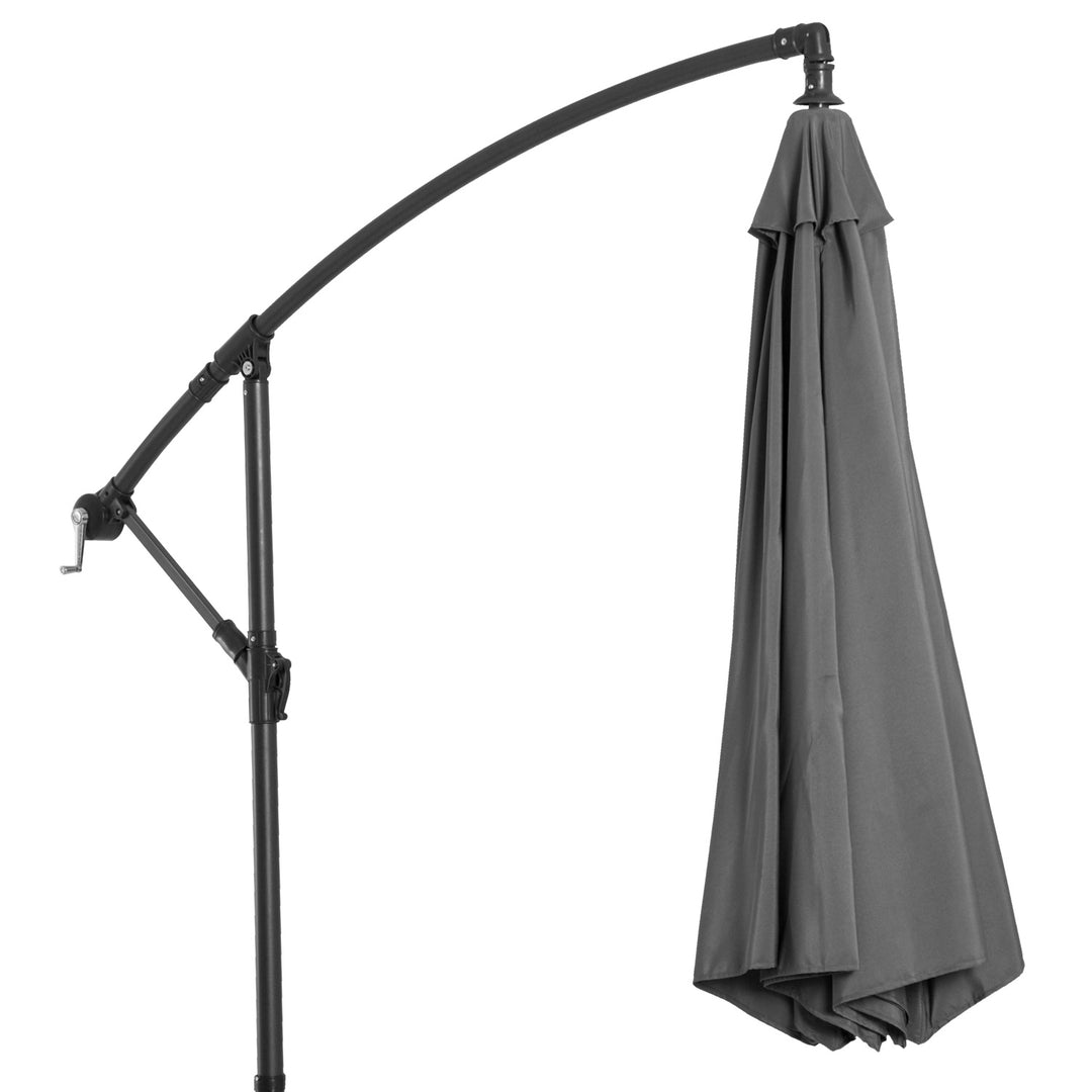 Parasol med håndsving vejrbestandig 2,95 m x 2,95 m x 2,45 m polyester stål sort