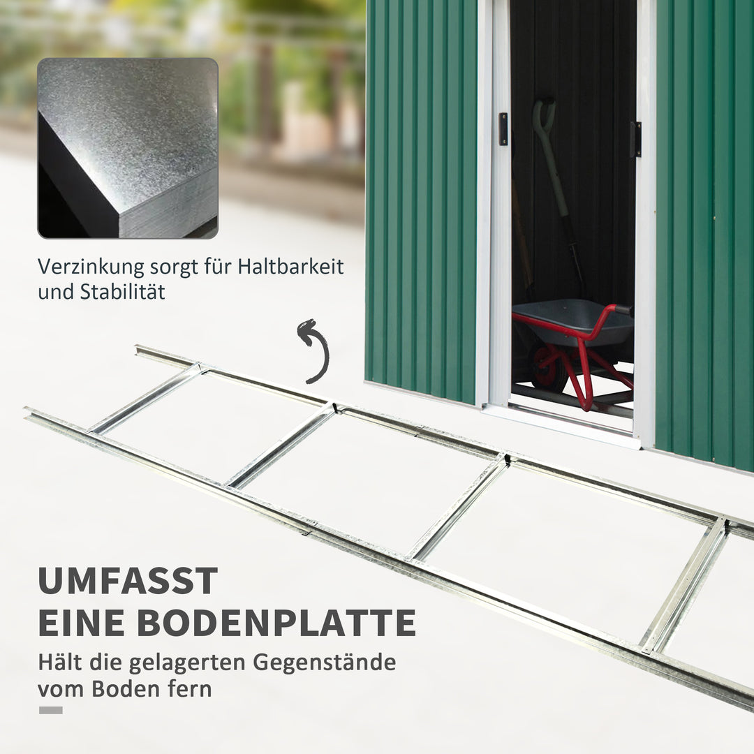 Metal redskabsskur 6,3m³ 280x130x172cm redskabsskur med skydedør, vejrbestandigt havehus, udendørs haveskur, skab til baghave, udendørsområde, antracit, mørkegrøn