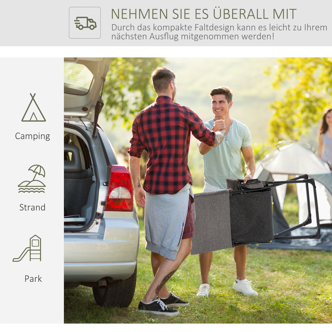 Metal havestol, klapstol med aftagelig hynde, vejrbestandig, foldbar, campingstol, liggestol, 120 kg vægtkapacitet, siddepladser til have, terrasse, balkon, 66B x 94D x 79H cm, grå