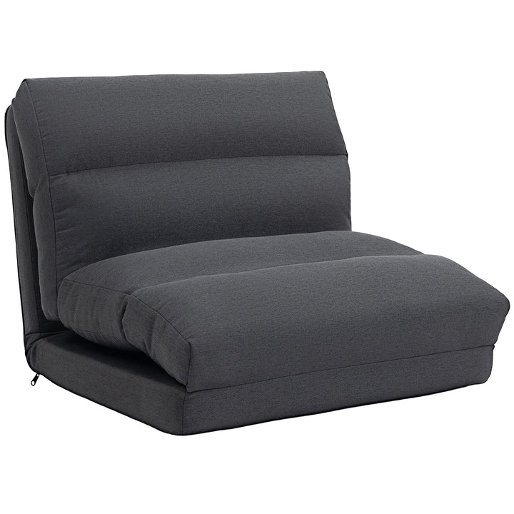 Sækkestol med sengefunktion, ryglæn med justerbar ryglæn, foldbar, op til 120 kg, 70 x 72 x 56 cm, mørkegrå