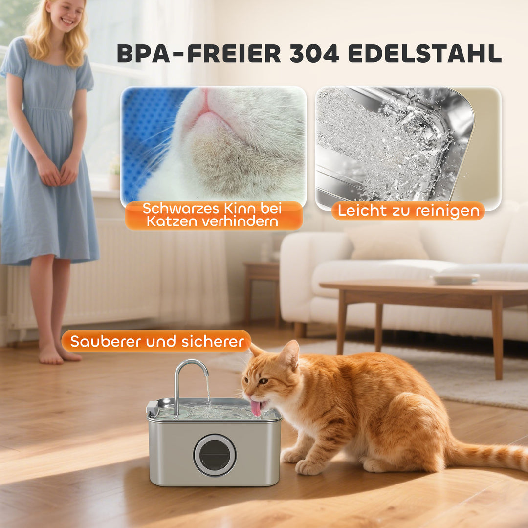 Kattefontæne 3,2l drikkefontæne til katte med stille pumpe og aktivt kulfilter
