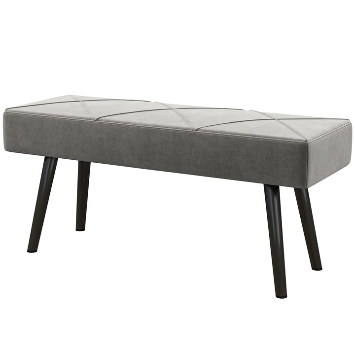Polstret bænk sengebænk, velour look, 100 x 36 x 45 cm, grå