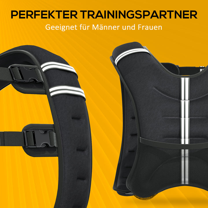 Vægtvest 5 kg / 8 kg / 10 kg justerbar træningsvest med aftagelige vægte løbevest kvinder mænd til muskelopbygning styrketræning, løb, fitness, crosstræning