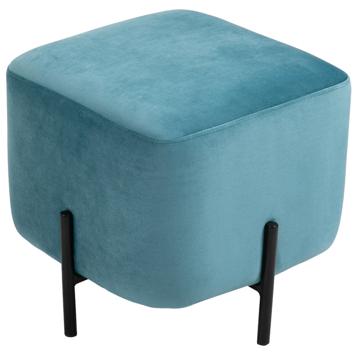 Fodskammel polstret polyester stålskum turkis 44,5 x 44,5 x 41,5 cm