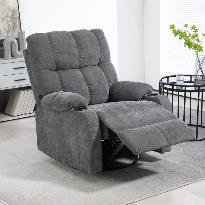 Afslapningsstol med fodstøtte, lænestol, drejelig, op til 150 kg, stålstel, 88 x 96 x 108 cm, mørkegrå
