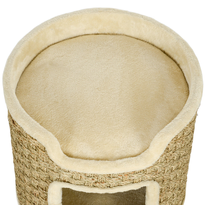 Kradsetræ til katte, lege- og afslapningsområde, plys, 38 x 37h cm, khaki-beige, op til 5 kg