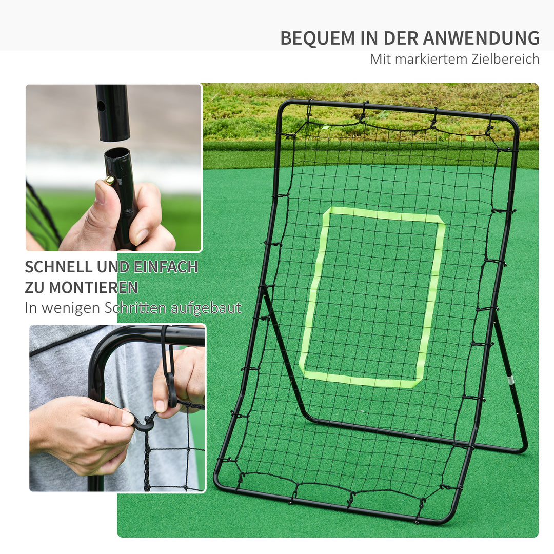 Rebounder til fodbold reboundervæg bærbar med slagzone reboundnet kickback reboundvæg reboundvæg til baseball basketball fodboldmål til børn og unge træning 75x126cm, sort