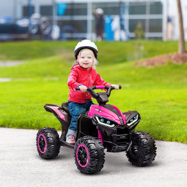 Elektrisk børne-quad, 3-6 km/t, lys/musik, til 3-5 år, op til 25 kg, pink/sort