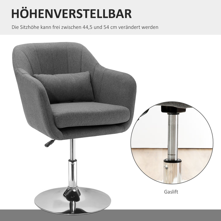 Drejestol, højdejusterbar kontorstol, hørlignende polyester, metal, 60 x 60 x 79-91 cm, mørkegrå