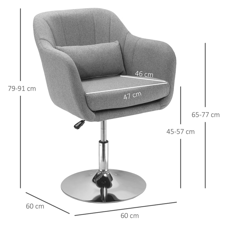 Arbejdsskammel drejeskammel op til 136 kg, højdejusterbar, hørlignende polyester, stål, grå, 60 x 60 x 79-91 cm
