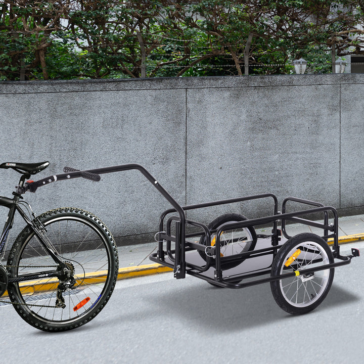 Sammenklappelig cykeltrailer, lasttrailer med kobling, kobling og reflekser, transportvogn, lasteevne op til 40 kg, transporttrailer til camping, shopping, flytning, 155 x 71,5 x 77 cm