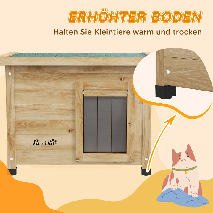 Kattehus, kattehytte, kattehule, vejrbestandig, egnet til katte op til 6 kg, 57 cm x 45 cm x 43 cm, naturlig