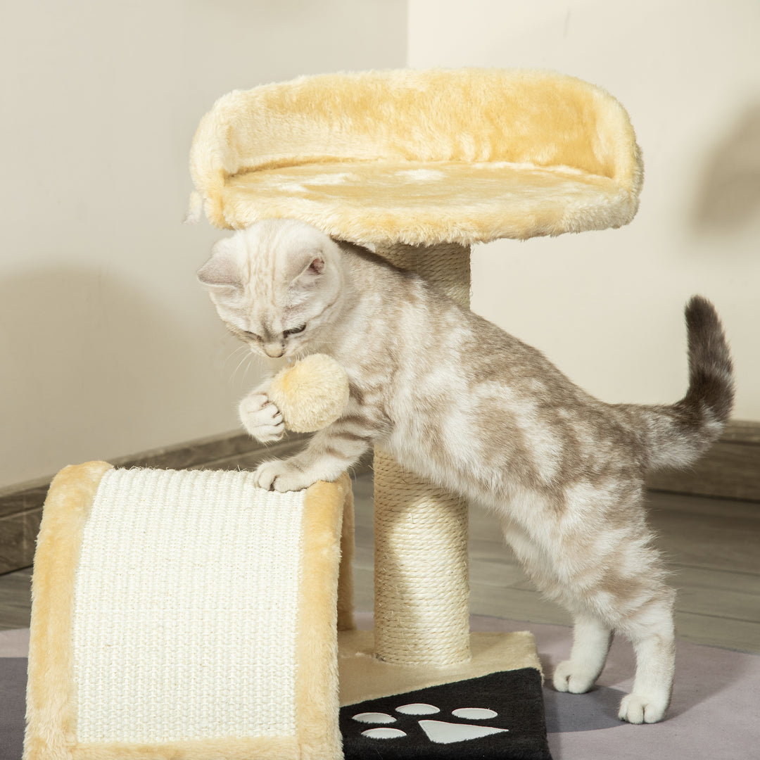 Kradsetræ med legebolde kradsetræ til katte sisalreb kradsetræer beige 35,5 x 37 x 46 cm
