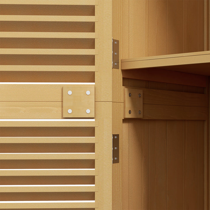 Vejrbestandig havekommode, 2 låger med lås, fyrretræ, 87l x 46,5b x 160h cm, lysegul