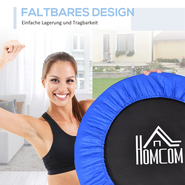 Fitness trampolin ø91 cm minitrampolin med skridsikre fødder 100 kg lasteevne ø91 x 22,5 h cm sort+blå