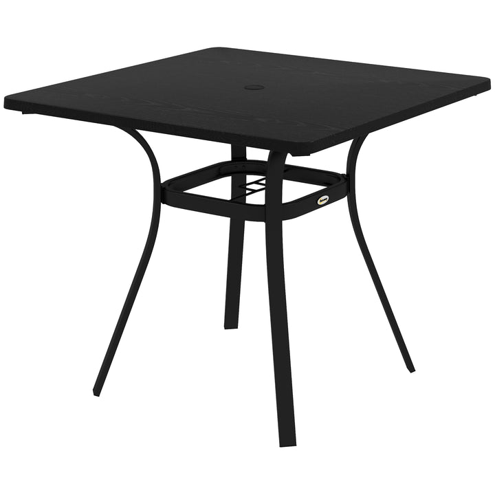 Udendørsbord til 4 personer, stålstel, 80L x 80B x 72H cm, sort